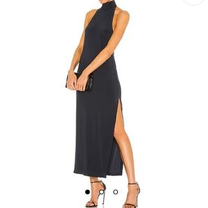 Norma Kamali Halter Side Slit Gown